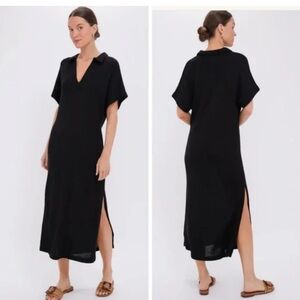 Tuckernuck Pomander Place Black Knit Maren Polo Dress Navy Size M/L NWOT